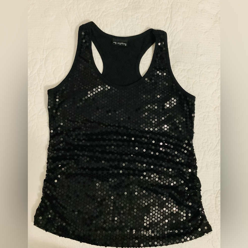 Elegant Black Sequin Tank Top